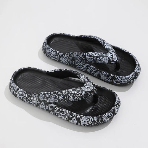 Summer Women Comfort Flip-Flop, attractive print, Soft Thick-Soled Cloud Slippers