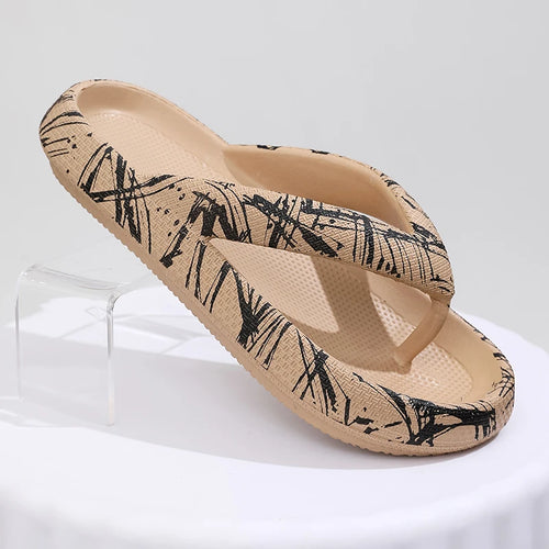 Summer Women Comfort Flip-Flop, attractive print, Soft Thick-Soled Cloud Slippers