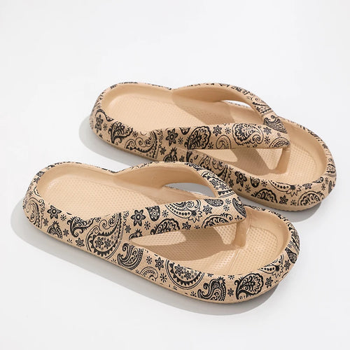 Summer Women Comfort Flip-Flop, attractive print, Soft Thick-Soled Cloud Slippers